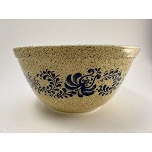 Vintage Pyrex Homestead Mixing Bowl 402 1.5 quart Beige/Blue speckle 70s retro